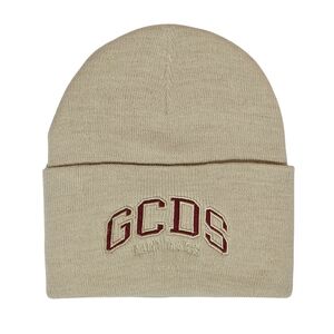 GCDS Beanie Hat Off White Lounge Logo Beanie Knit Neutral Outdoor Minimalist